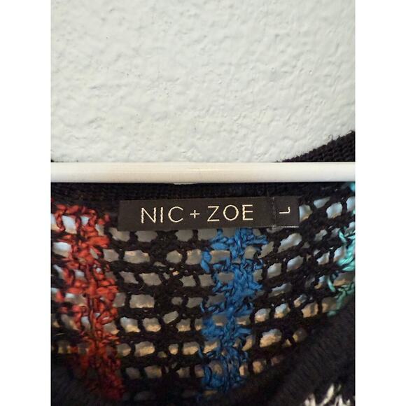 Nic & Zoe‎ Multicolored Stiped Open Knit Sweater Large - Picture 4 of 7